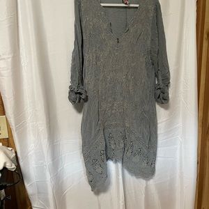 Johnny Was gray blouse , size large